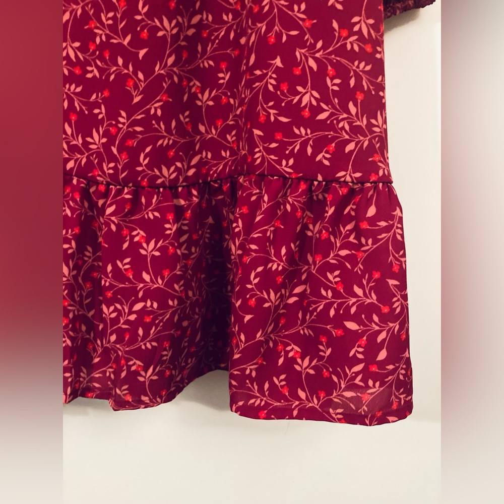 NWTS Old Navy Red Floral Dress Comfy Cottagecore Dress Women’s Size XL Tall - Picture 3 of 8